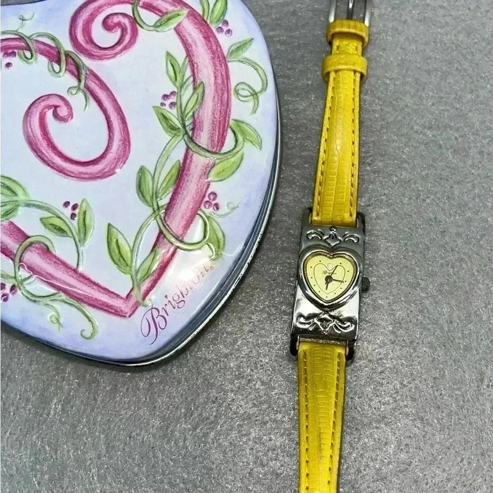 Brighton watch Santa Paula rare yellow w metal box *needs new battery